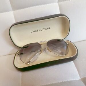 Louis Vuitton Gold and Gray Aviator Sunglasses